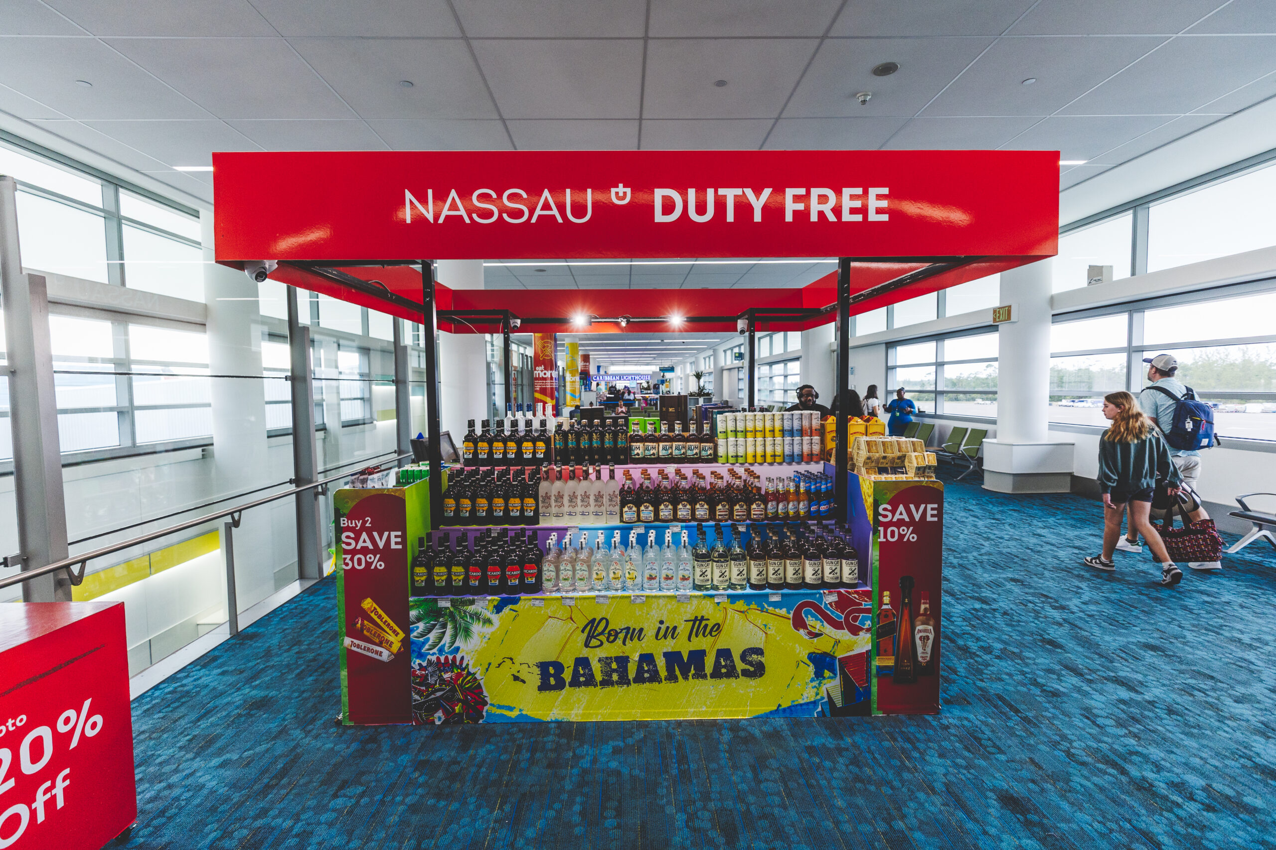 An image of the booth of the Duty Free store.